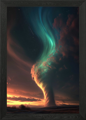 Gerahmtes Wandbild Tornado Aurora Borealis Poster Leinwanddruck Bild