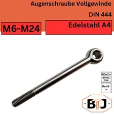 DIN 444  Edelstahl A4 Augenschrauben Ösenschraube Ringschraube Lukenschrauben