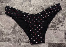 NWT VICTORIA'S SECRET PINK BLACK PINK LOGO BAND V STYLE TANGA CHEEKY PANTIES