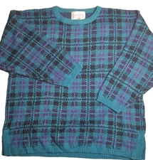 Vintage Carolina Colours Plaid Knit Sweater Colorful 90s Sz 24 3XL
