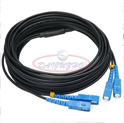200M Black Armored Fiber Cable SC-SC UPC SM 9/125 Duplex Fiber Optic Patch Cord