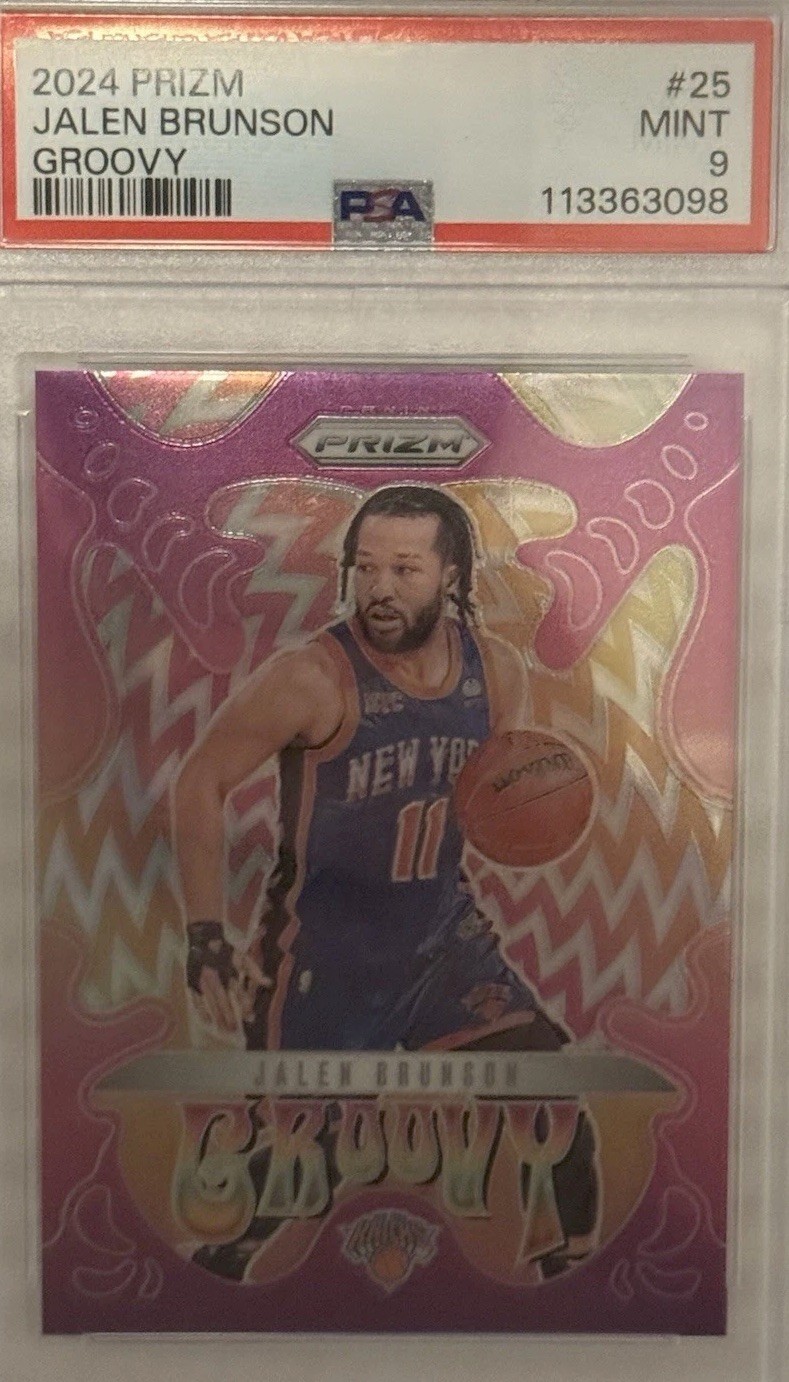 2024-25 Jalen Brunson Groovy Prizm #25. Knicks.  PSA 9.