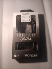 POWERTEK Premium Braided Cable USB-A to USB-C Fast Charge 6FT. Black Glitter.