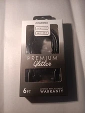 POWERTEK Premium Braided Cable USB-A to USB-C Fast Charge 6FT. Black Glitter.