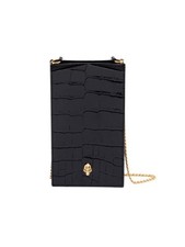 Alexander McQueen Women's Skull Phone Case with Chain in Black