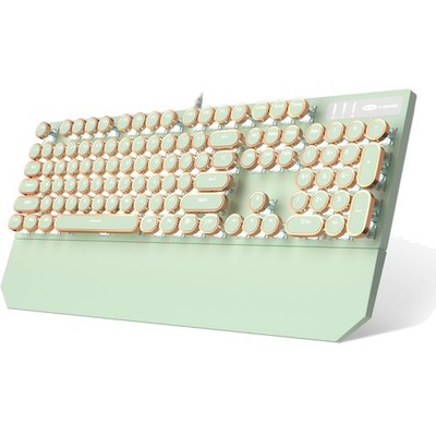 Typewriter Style Mechanical Gaming Keyboard, Green Retro Punk Gaming Keyboard...