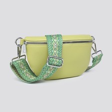 Faux Leather Crescent Sling Bag Crossbody Fanny Pack Woven Strap #3226