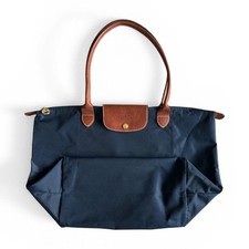 Borsa a tracolla grande Longchamp Le Pliage nylon borsa da viaggio blu navy
