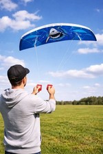 Shark Foil Stunt Kite Ripstop Nylon Easy Flyer w Handle  Line No Struts