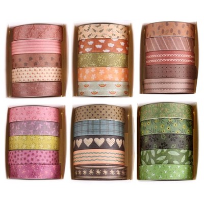 Basic Washi Tape Set 30 Rolls Plants Patterns Decorative Skinny Slim Masking ...