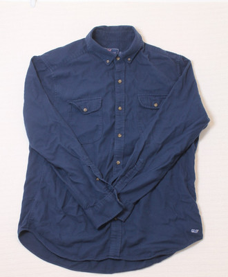 Vineyard Vines Mens Large Dark Blue Whale shirt Button Up