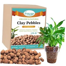  15 LBS Organic Expanded Clay Pebbles, 4mm -16mm Light Expanded Clay 15LB