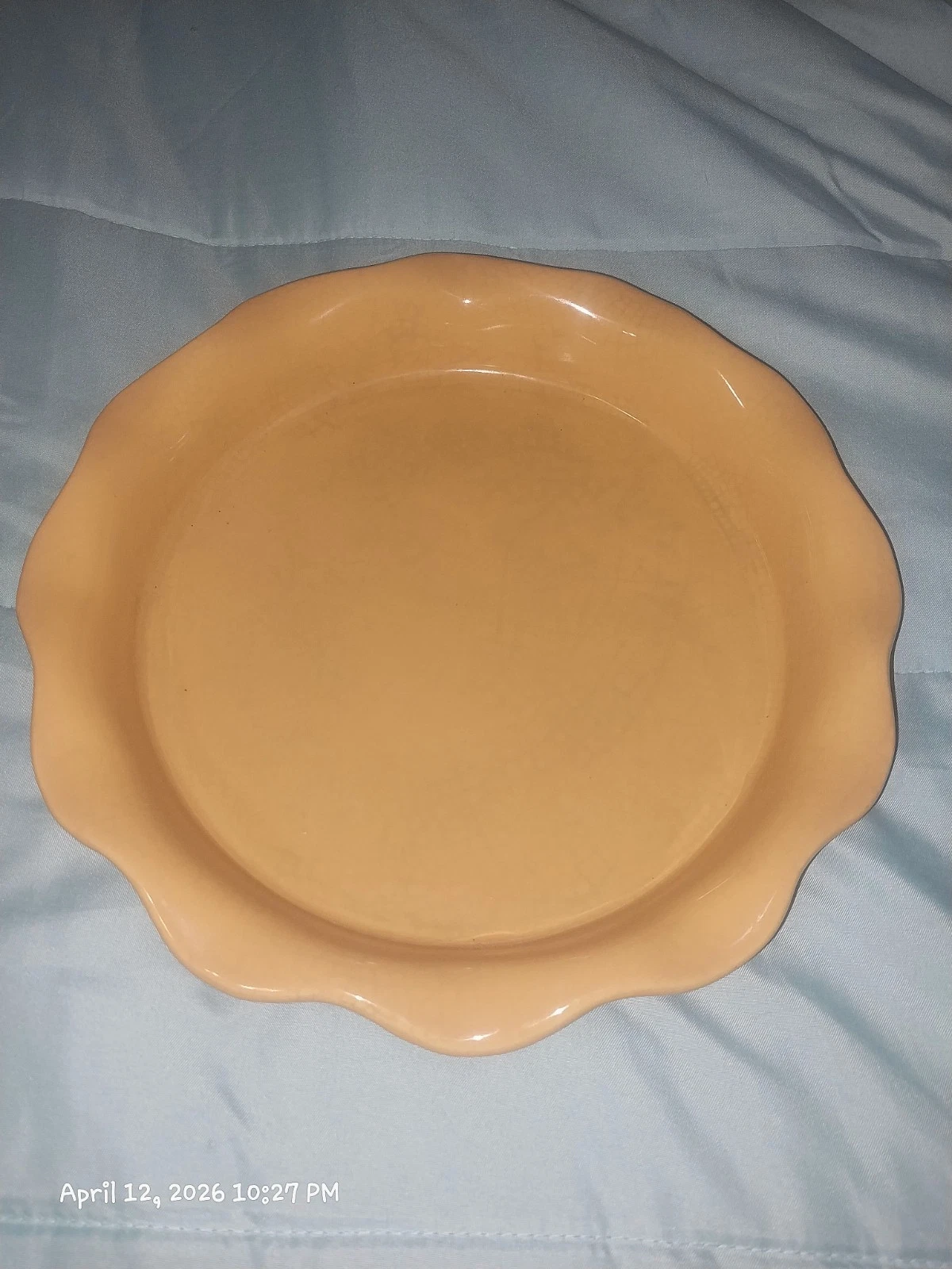 Vtg Boston Warehouse Pie Plate Orage/rust Color Baking Collectible