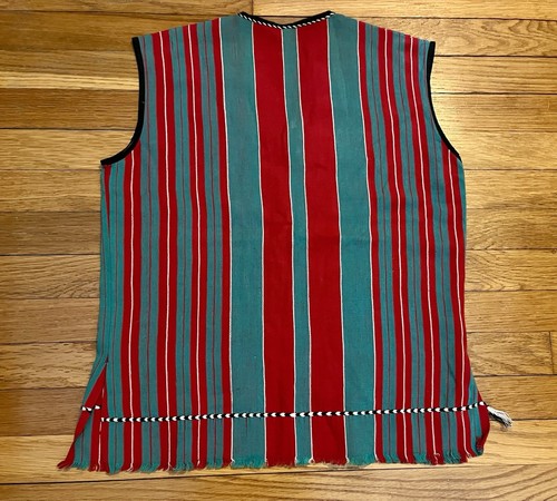 Vintage Woven Knit Blanket Serape Vest Aztec Najavo 70s Hippie Embroidered Hand - Picture 3 of 3