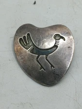 Southwest Indian Silver Broach With Image Of A Bird In It Tested No Maker Mark