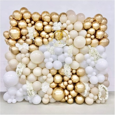 Luftballons Set 131 Stück, Gold, Beige, Weiß, Girlande, Hochzeit, Party