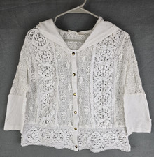 Chico Lace Hoodie Cover Up Women sz 1 Sheer Lightweight Jacke Beach Cruise Boho