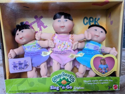 Mattel Cabbage Patch Kids Sing'n Go Triplets Sing and Go Dark Hair Boy Girl Baby