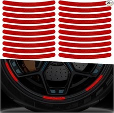20PCS Red Reflective Wheel Stripe Stickers, Anti-Scratch Rim Decals Color: Red