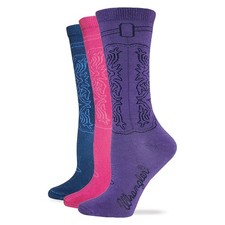 Wrangler  Girl's 3-Pair Hot Pink, Purple,  Navy Cowgirl Boot Socks 00230-7000-