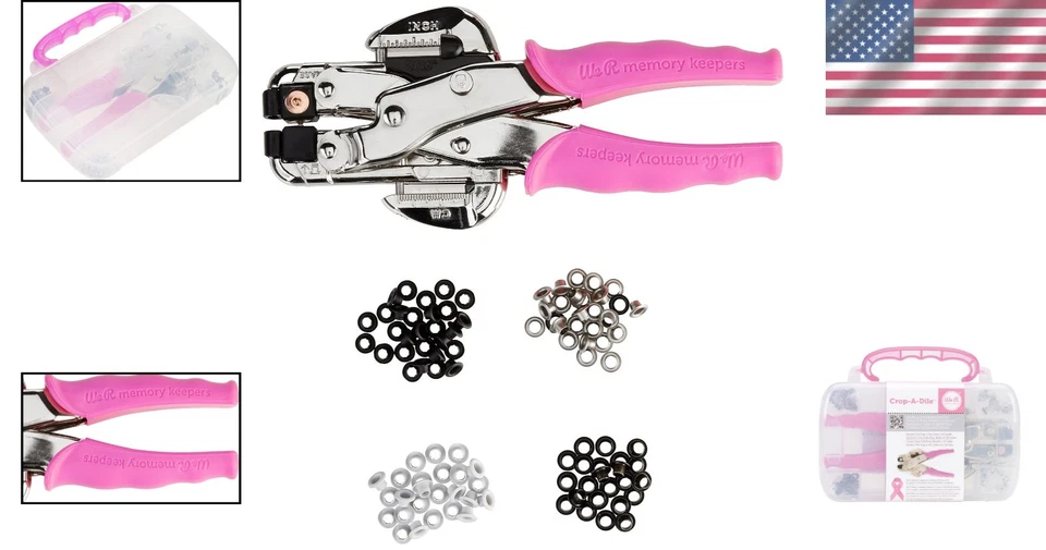 Pink Crop-A-Dile Eyelet Setter Punch Kit with 100 Eyelets - Crafting Made Easy - Image 2 of 4
