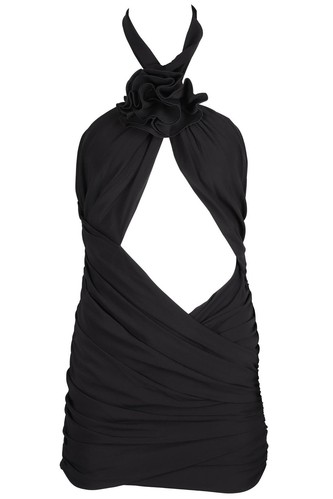 MAGDA BUTRYM BLACK SILK MINI DRESS FR 36 UK 8