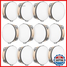 12pcs 6in Wooden Tambourine with Metal Jingles for Adults Church Wedding Party