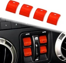 4 PCS Windows Switch Button Covers Metal Window Switch Trim Cove Color: Orange