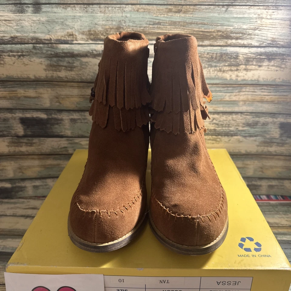 SBICCA "Jessa" Suede Leather Ankle Boot~Tan~Fringe Boho Style Size 10 - Image 2 of 4