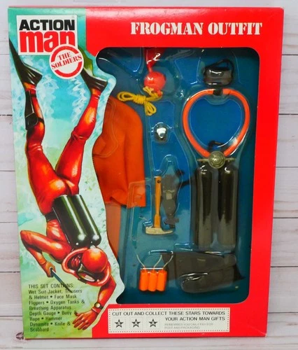 Palitoy Action Man: The Soldiers, Frogman Outfit Orange Scuba Wet Suit, Open Box