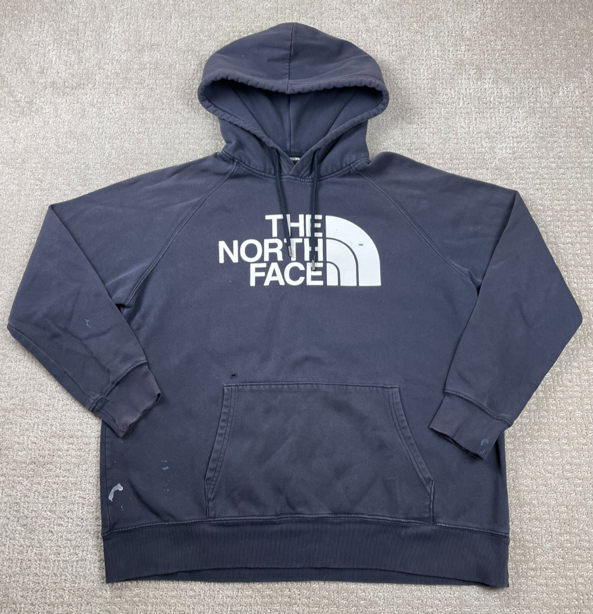 The North Face Hoodie Womens XL Gray Fleece Pullover Sweatshirt Faded Distressed