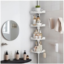 Corner Shower Caddy Tension Pole: Rustproof 4-Tier Bathroom Organizer Shelves fo