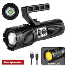 Super Bright White Laser LED Flashlight Camping Light USB Charging Zoom Torch