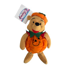 NWT Disney Store Halloween Pumpkin Winnie The Pooh Mini Bean Bag Plush Toy VTG