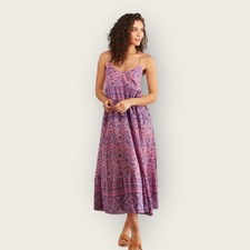 Spell & The Gypsy Journey Strappy Maxi Dress Medium Mulberry Cotton Resortwear