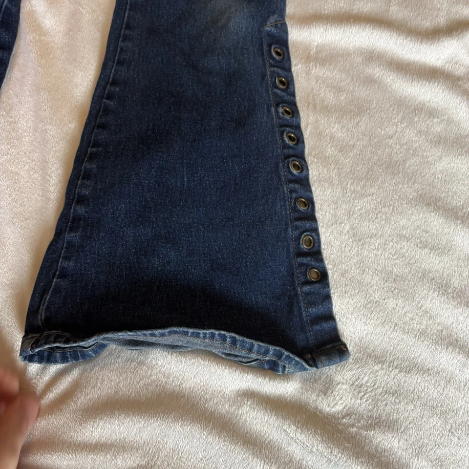 Vintage Mudd Yo Low Rise Youth Jeans Sz 8 Hip Hugger Lace Up Flare Distressed - Image 4 of 4