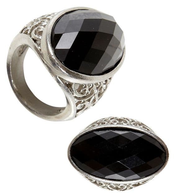 Halloween Black Gem Gothic Ring