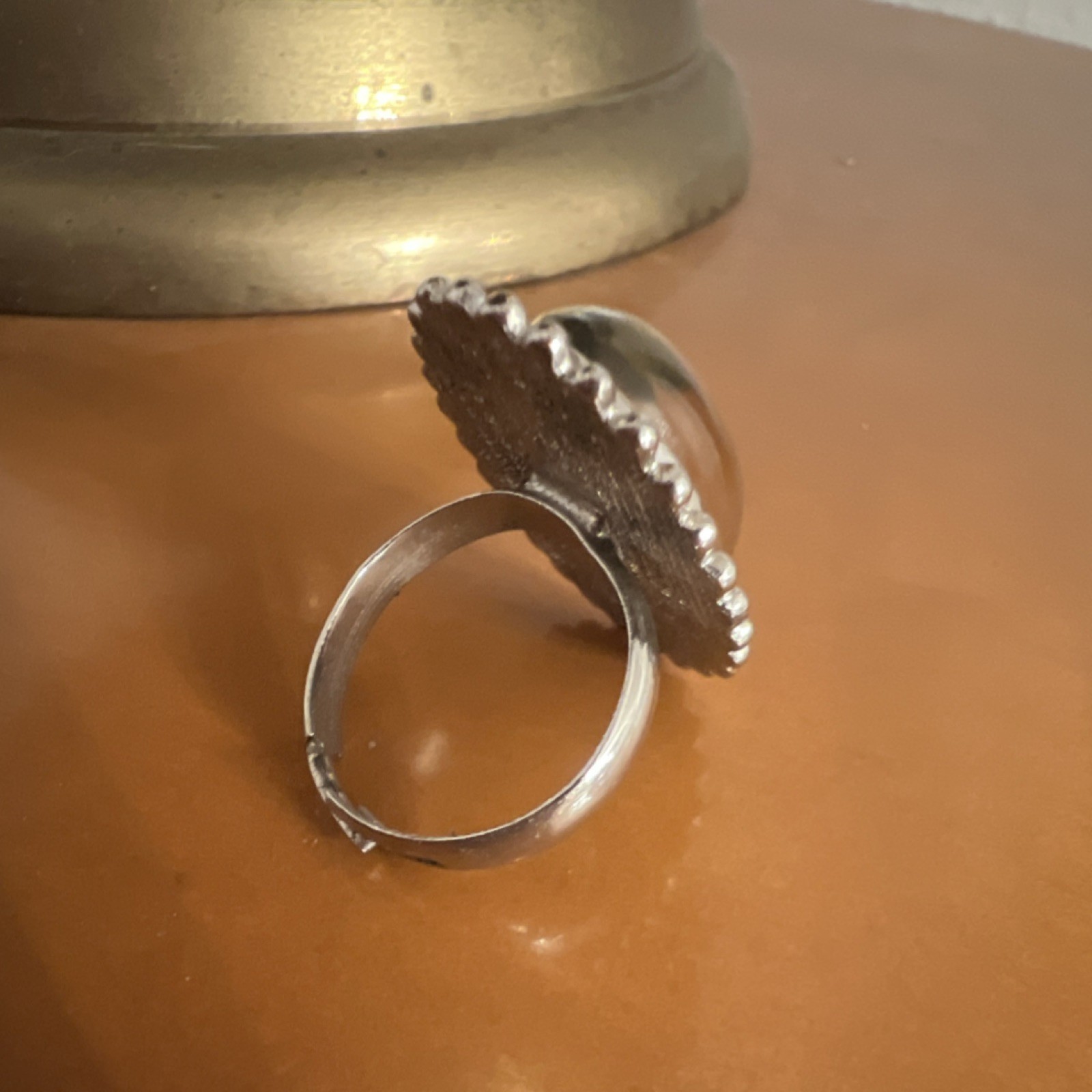 Silver Adjustable Statement Ring with Black Oval … - image 3