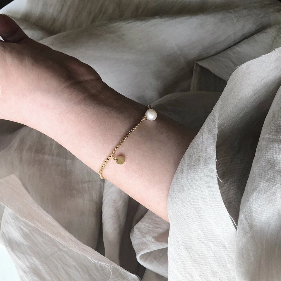 Single Freshwater Pearl Bracelet with 316l Titanium Chain - Image 3 of 4