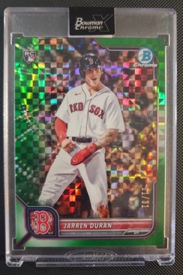 JARREN DURAN RC /31 - 2022 BOWMAN CHROME X GREEN X-FRACTOR Encased Red Sox