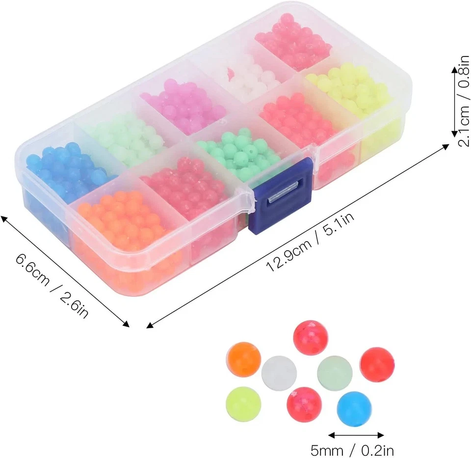 钓鱼珠,10 色珠用于钓鱼假发,5 米在黑暗中发光珠  — 第 3/4 张图片