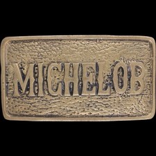 Brass Michelob Beer Brewing Booze Biker Cowboy Hippie 1970s Vintage Belt Buckle