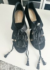 COACH Strappy heels Shoes Size 10B Teagan Shimmer Caged Tassel Platform Black 