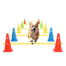 plzzree Juego de Entrenamiento de Agilidad para Saltar Perros Cachorro Entrenamiento de Agilidad Obstáculo 10 Conos...