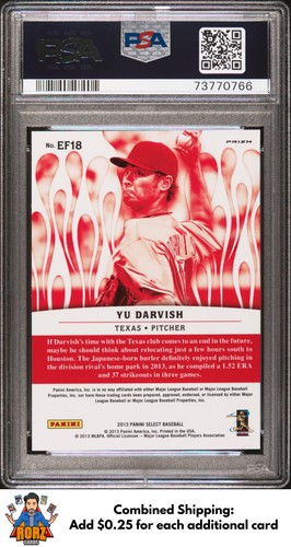 2013 Panini Select #EF18 Yu Darvish En Fuego Prizm Refractor PSA 10 - Imagen 2 de 2