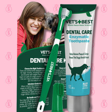 Dog Toothbrush and Enzymatic Toothpaste Set  Teeth Cleaning and
