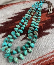Gorgeous multi-strands turquoise nuggets necklace(g210c-w3.5)