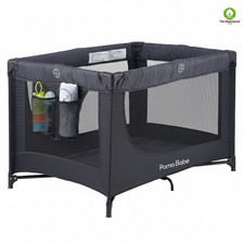 Pamo Babe Baby Playpen Portable Crib Black with Mattress  Carry Bag