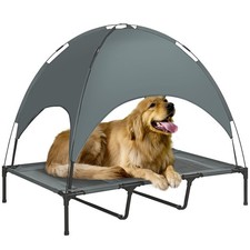 Elevated Portable Dog Cot with UV Protection Canopy Shade, 48 inch, Gray