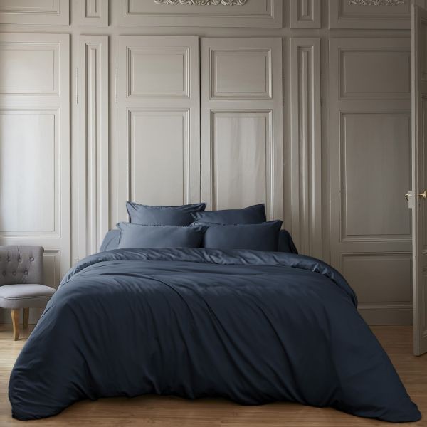 Housse de couette 240x220 cm Bambou SALOMÉ Minuit en viscose douce